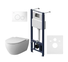 Инсталляция Am.Pm Awe, IS49001.111700 с подвесным унитазом Awe, клавиша Pro L, белая, крышка микролифт