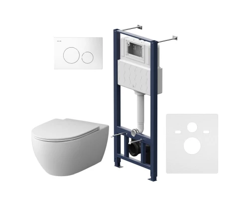 Инсталляция Am.Pm Awe, IS49001.111700 с подвесным унитазом Awe, клавиша Pro L, белая, крышка микролифт