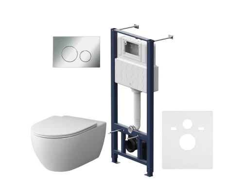 Инсталляция Am.Pm Awe, IS49051.111700 с подвесным унитазом Awe, клавиша Pro L, глянцевый хром, крышка микролифт