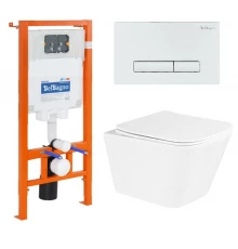 Инсталляция BelBagno с унитазом BelBagno Due BB3103CHR/SC, сиденье с микролифтом, клавиша белая, комплект