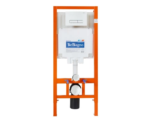 Инсталляция BelBagno с унитазом BelBagno Due BB3103CHR/SC, сиденье с микролифтом, клавиша белая, комплект