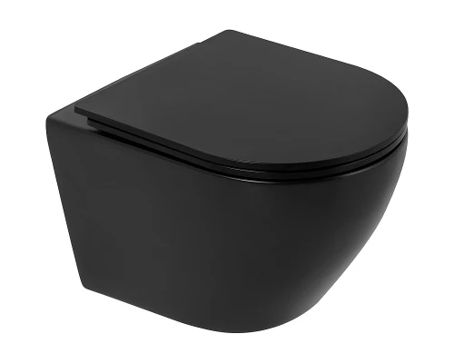 Унитаз подвесной BelBagno COLORATO безободковый, цвет черный матовый, BB062CHR-MB