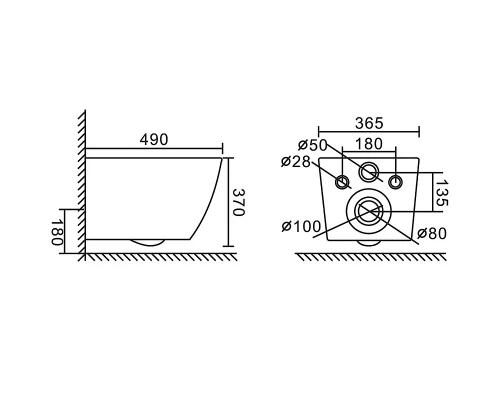 Унитаз подвесной BelBagno COLORATO безободковый, цвет черный матовый, BB062CHR-MB