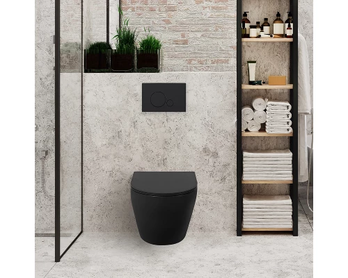 Унитаз подвесной BelBagno COLORATO безободковый, цвет черный матовый, BB062CHR-MB