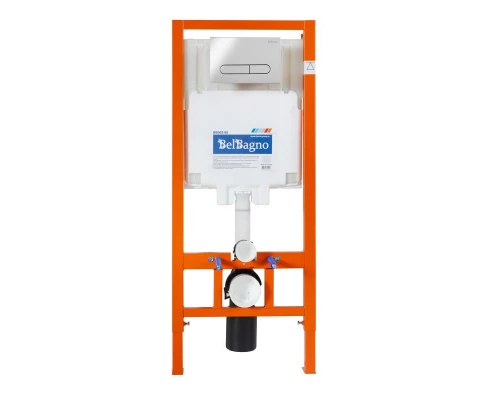 Инсталляция BelBagno с унитазом BelBagno Due BB3103CHR/SC, сиденье с микролифтом, клавиша хром, комплект