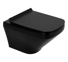 Унитаз подвесной BelBagno Sela безободковый, цвет черный матовый, BB3201CHR-MB