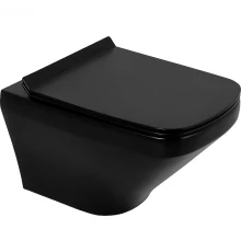 Унитаз подвесной BelBagno Sela безободковый, цвет черный матовый, BB3201CHR-MB