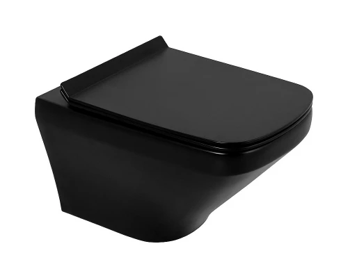 Унитаз подвесной BelBagno Sela безободковый, цвет черный матовый, BB3201CHR-MB