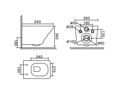 Унитаз подвесной BelBagno Sela безободковый, цвет черный матовый, BB3201CHR-MB