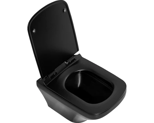Унитаз подвесной BelBagno Sela безободковый, цвет черный матовый, BB3201CHR-MB
