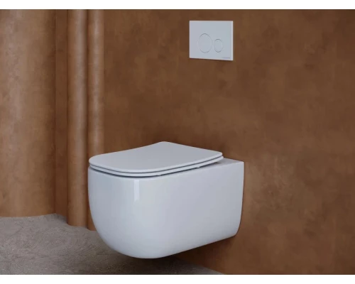 Подвесной унитаз Ceramica Nova Noel Rimless, безободковый, крышка микролифт, белый, CN3013