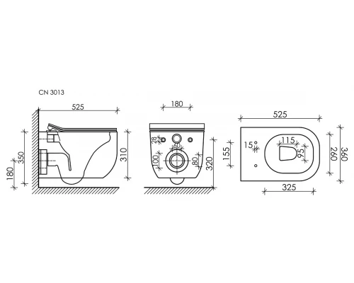 Подвесной унитаз Ceramica Nova Noel Rimless, безободковый, крышка микролифт, белый, CN3013