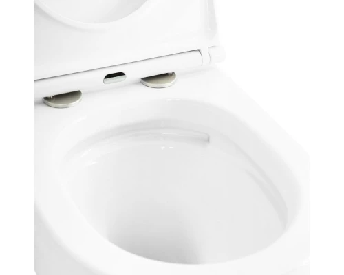 Подвесной безободковый унитаз Cezares Stylus с системой смыва Торнадо, сиденье SoftClose, белый, CZR-6601-TH-TOR/CZR-870-SC