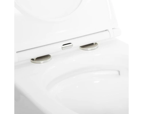 Подвесной безободковый унитаз Cezares Stylus с системой смыва Торнадо, сиденье SoftClose, белый, CZR-6601-TH-TOR/CZR-870-SC