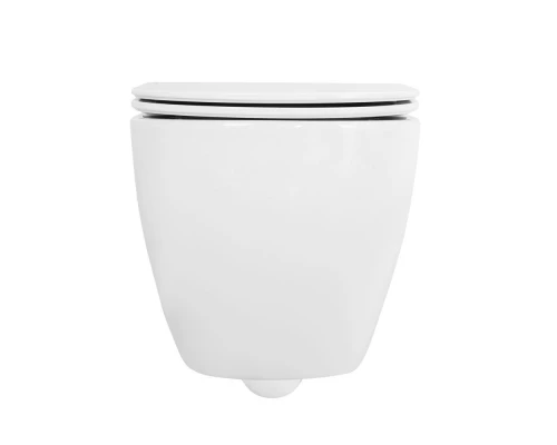 Подвесной безободковый унитаз Cezares Stylus с системой смыва Торнадо, сиденье SoftClose, белый, CZR-6601-TH-TOR/CZR-870-SC