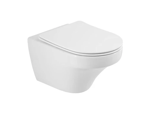 Подвесной безободковый унитаз Cezares Duet, сиденье SoftClose, белый, CZR-2462-TH-TOR/CZR-2316-SC