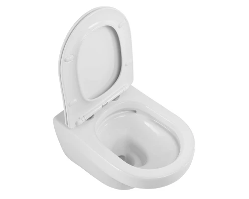 Подвесной безободковый унитаз Cezares Duet, сиденье SoftClose, белый, CZR-2462-TH-TOR/CZR-2316-SC