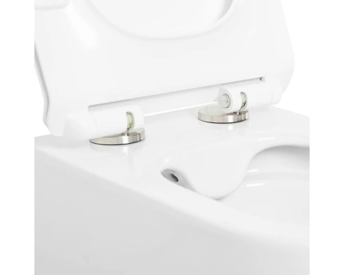 Подвесной безободковый унитаз Cezares Molveno, сиденье SoftClose, белый, CZR-2468-TH-R/CZR-2011-SC