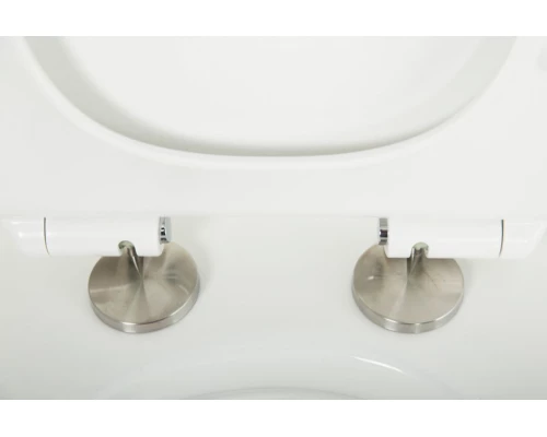 Подвесной безободковый унитаз Cezares Stylus с системой смыва Торнадо, сиденье SoftClose, белый, CZR-6601-TH-TOR/CZR-2011-SC