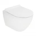 Подвесной безободковый унитаз Cezares Stylus с системой смыва Торнадо, сиденье SoftClose, белый, CZR-6601-TH-TOR/CZR-2011-SC