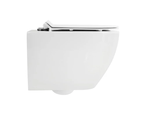 Подвесной безободковый унитаз Cezares Stylus с системой смыва Торнадо, сиденье SoftClose, белый, CZR-6601-TH-TOR/CZR-2011-SC