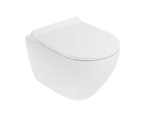 Подвесной безободковый унитаз Cezares Stylus, сиденье SoftClose, белый, CZR-513-TH-R/CZR-2011-SC