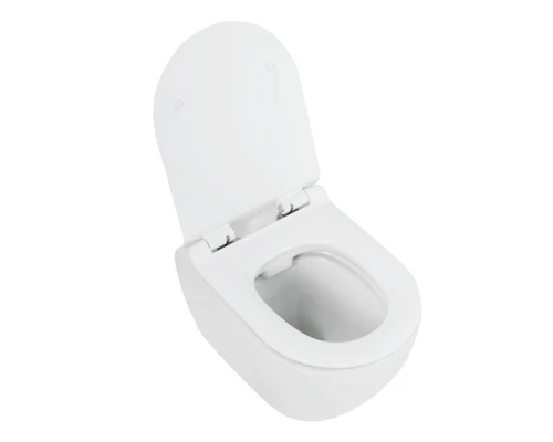 Подвесной безободковый унитаз Cezares Stylus, сиденье SoftClose, белый, CZR-513-TH-R/CZR-2011-SC