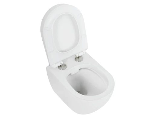 Подвесной безободковый унитаз Cezares Stylus, сиденье SoftClose, белый, CZR-513-TH-R/CZR-2011-SC