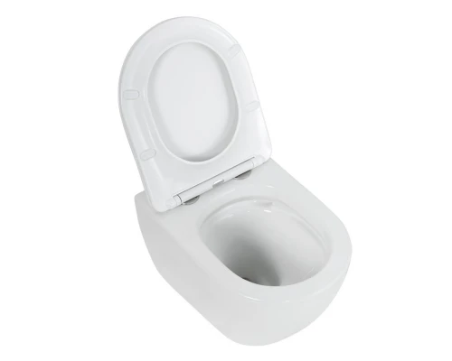 Подвесной безободковый унитаз Cezares Stylus с системой смыва Торнадо, сиденье SoftClose, белый, CZR-6601-TH-TOR/CZR-2316-SC