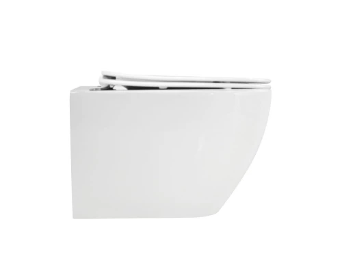 Подвесной безободковый унитаз Cezares Stylus с системой смыва Торнадо, сиденье SoftClose, белый, CZR-6601-TH-TOR/CZR-2316-SC