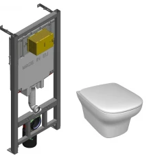 Инсталляция Jacob Delafon E29025 с безободковым унитазом Vox EDM102, сиденье микролифт, комплект E21772RU-00 (E29025+EDM102+E20142)