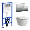 Инсталляция Laufen Basal, клавиша хром, с унитазом Laufen Basal, сиденье микролифт, белый, 6.2071.2.004.000.3
