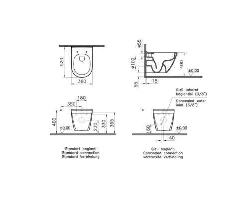 Подвесной безободковый унитаз Vitra S50, с функцией биде, белый, 7740B003-0850