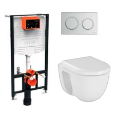 Инсталляция с унитазом Vitra S40 L-box, с толстым быстросъёмным сиденьем с микролифтом, клавиша хром глянцевый, 9005B003-7211