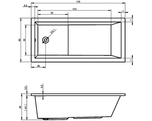 Акриловая ванна Riho Lusso Plus 170 x 80 см, цвет белый, B006001005