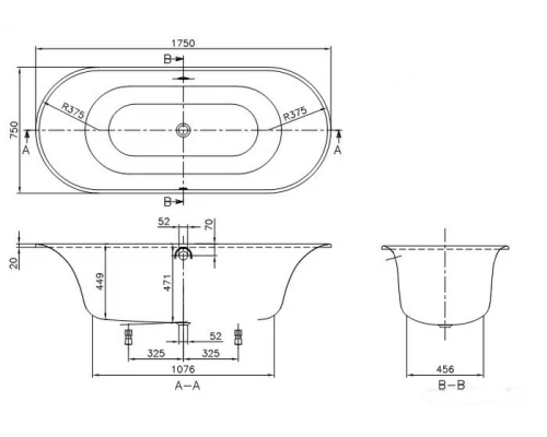 Квариловая ванна Villeroy&Boch Cetus 175 x 75 см  UBQ175CEU7V-01 цвет белый (alpin)