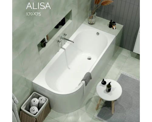 Ванна 1MarKa Alisa MG, 170 х 75 см, асимметричная, правая, 01али1775п