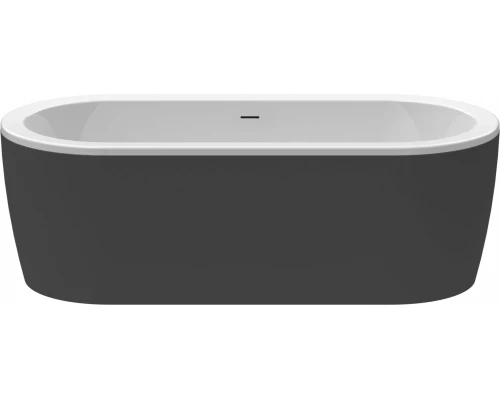 Ванна акриловая Cezares Slim Central, 180 х 80 см, отдельностоящая, черная фронтальная панель, чаша белая, SLIM CENTRAL-180-80-60-NERO-SET