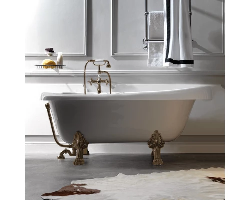 Ванна Kerasan Retro 170 х 77 см, искусственный камень, сифон, слив-перелив и ножки бронза в комплекте, цвет белый, 105593