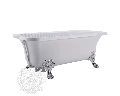 Ванна из литьевого мрамора Migliore OLIVIA 24631 на лапах Migliore, фурнитура хром, 174 х 80 х 66 см