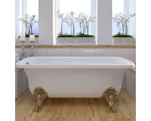 Ванна из литьевого мрамора Migliore OLIVIA 24631 на лапах Migliore, фурнитура хром, 174 х 80 х 66 см