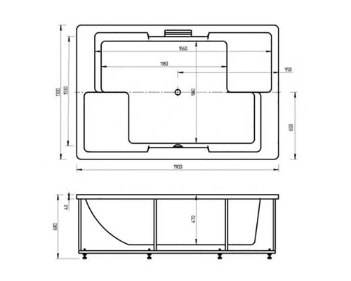 Ванна акриловая Aquatek Дорадо, 190 х 130 см, цвет белый, DOR190-0000006