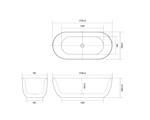 Ванна акриловая Aquatek Афина 170 x 78 см, цвет белый глянцевый, AQ-44778