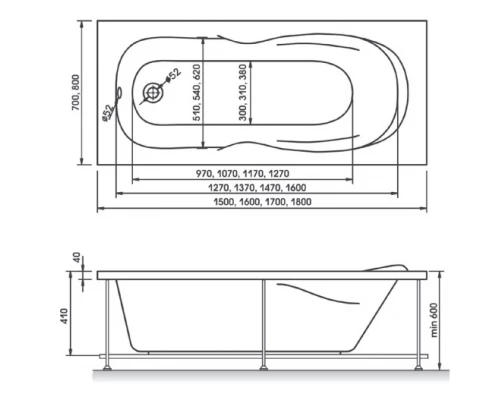 Ванна акриловая Relisan Neonika 180 х 80 см