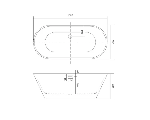 Ванна акриловая Aquatek Хорса 168 x 76 см, цвет белый глянцевый, AQ-5776