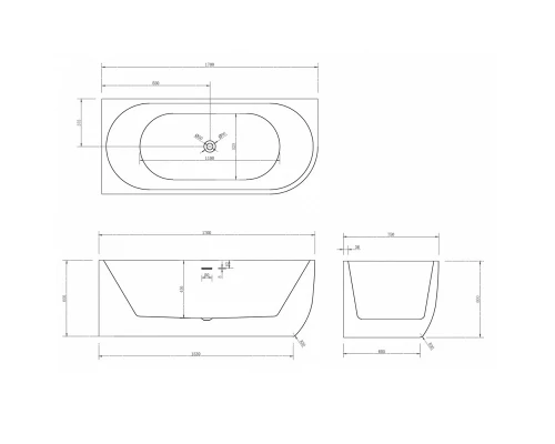 Ванна акриловая Abber 170 х 75 x 60 см, белая, AB9315 L/R