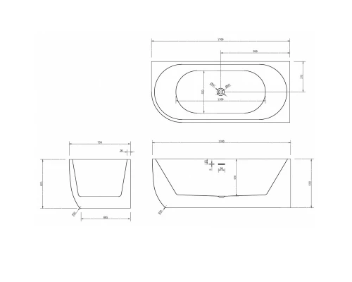 Ванна акриловая Abber 170 х 75 x 60 см, белая, AB9315 L/R