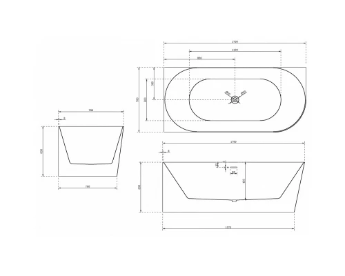 Ванна акриловая Abber 170 х 78 x 60 см, белая, AB9258-1.7 L/R