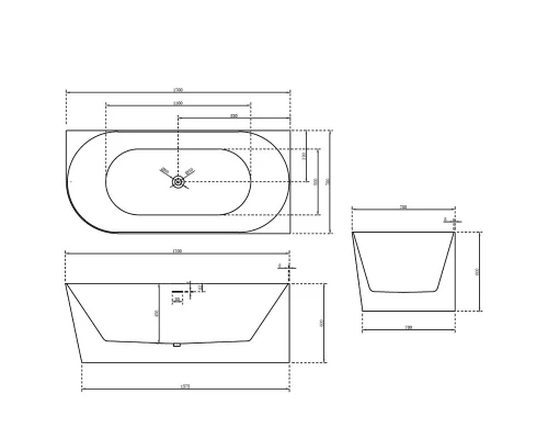 Ванна акриловая Abber 170 х 78 x 60 см, белая, AB9258-1.7 L/R