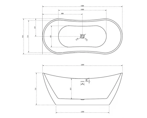 Ванна акриловая Abber 180 х 80 x 72 см, отдельностоящая, белая, AB9322